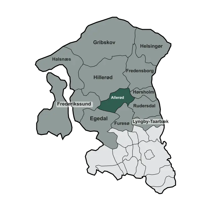 Serviceområde i Allerød Kommune hvor vi udfører haveservice