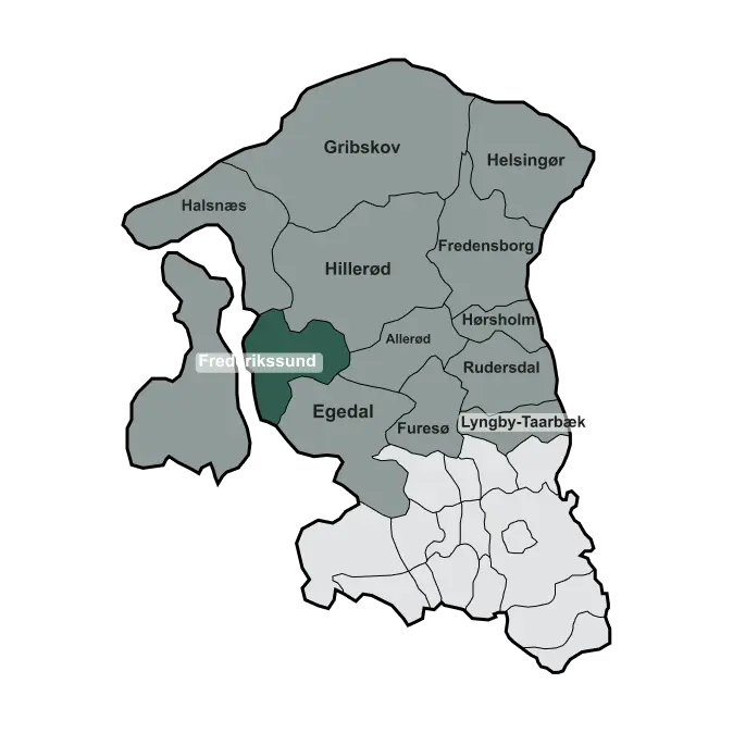 Serviceområde i Frederikssund Kommune hvor vi udfører haveservice