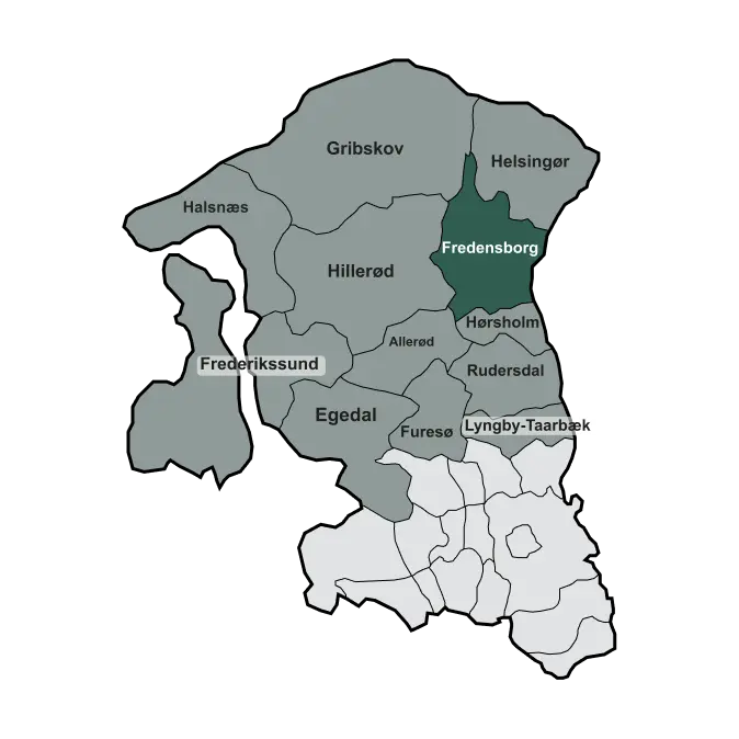 Serviceområde i Fredensborg Kommune hvor vi udfører haveservice