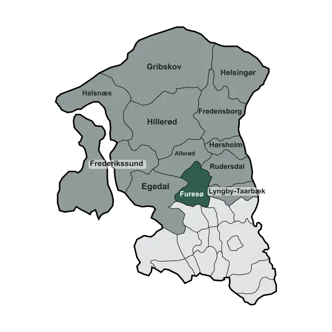 Serviceområde i Furesø Kommune hvor vi udfører haveservice