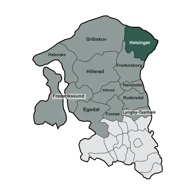 Serviceområde i Helsingør Kommune hvor vi udfører haveservice