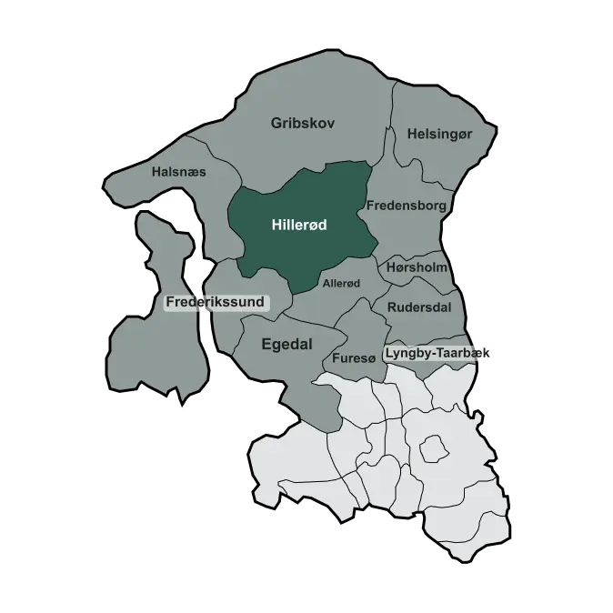 Serviceområde i Hillerød Kommune hvor vi udfører haveservice