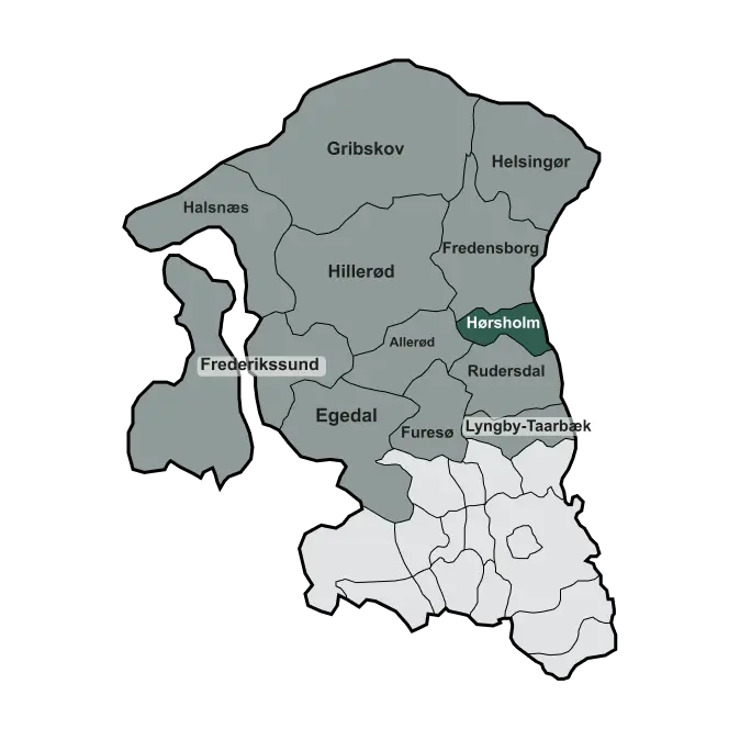 Serviceområde i Hørsholm Kommune hvor vi udfører haveservice