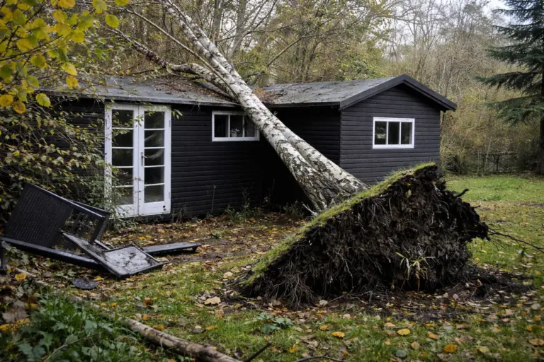 Viser en stormskade i nordsjælland